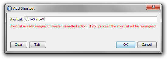 NetBeans 7.3 - Eingabe eines Shortcuts - Hinweis auf belegten Shortcut