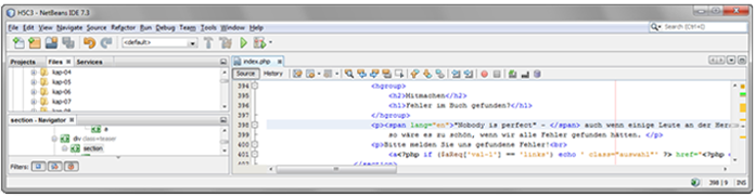 Teilansicht NetBeans